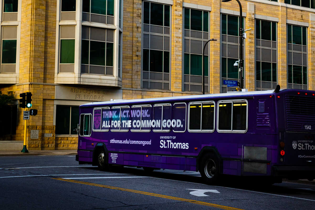 St. Ҵý shuttle bus in downtown Minneapolis